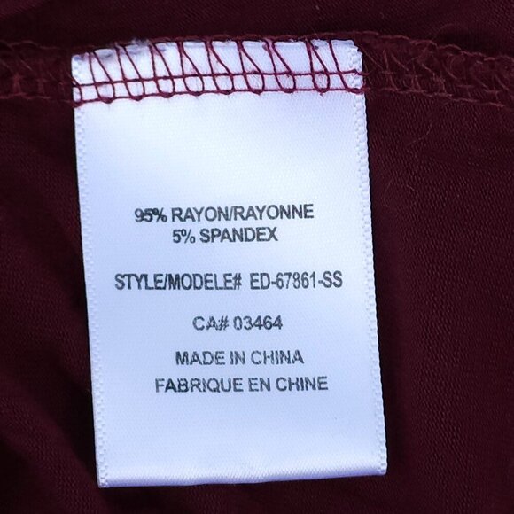 RICKI's Romantic Tie Front Blouse Women's Size Large Merlot Burgundy Black Tie - Picture 3 of 5